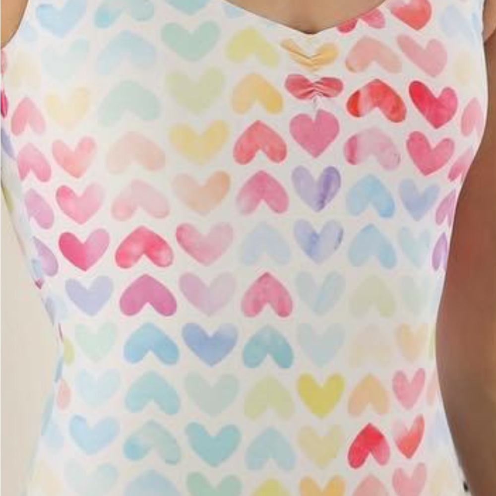 Chameleon Activewear Colorful Heart Tank V-neck Leotard
